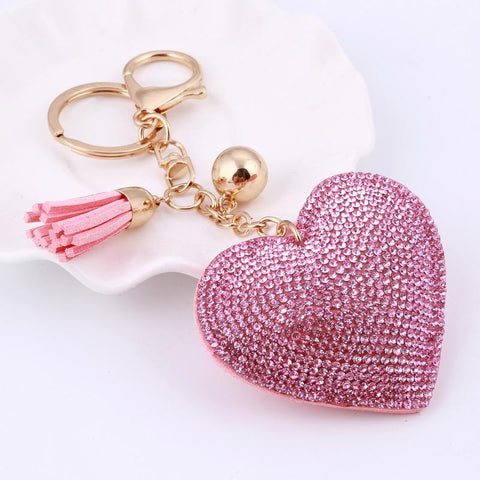 Rhinestone Heart  Keychain
