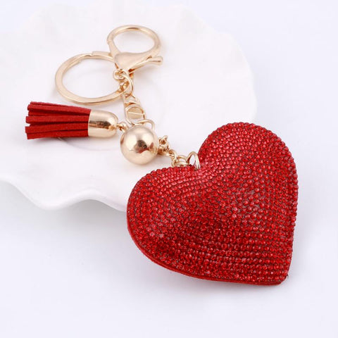 Rhinestone Heart  Keychain